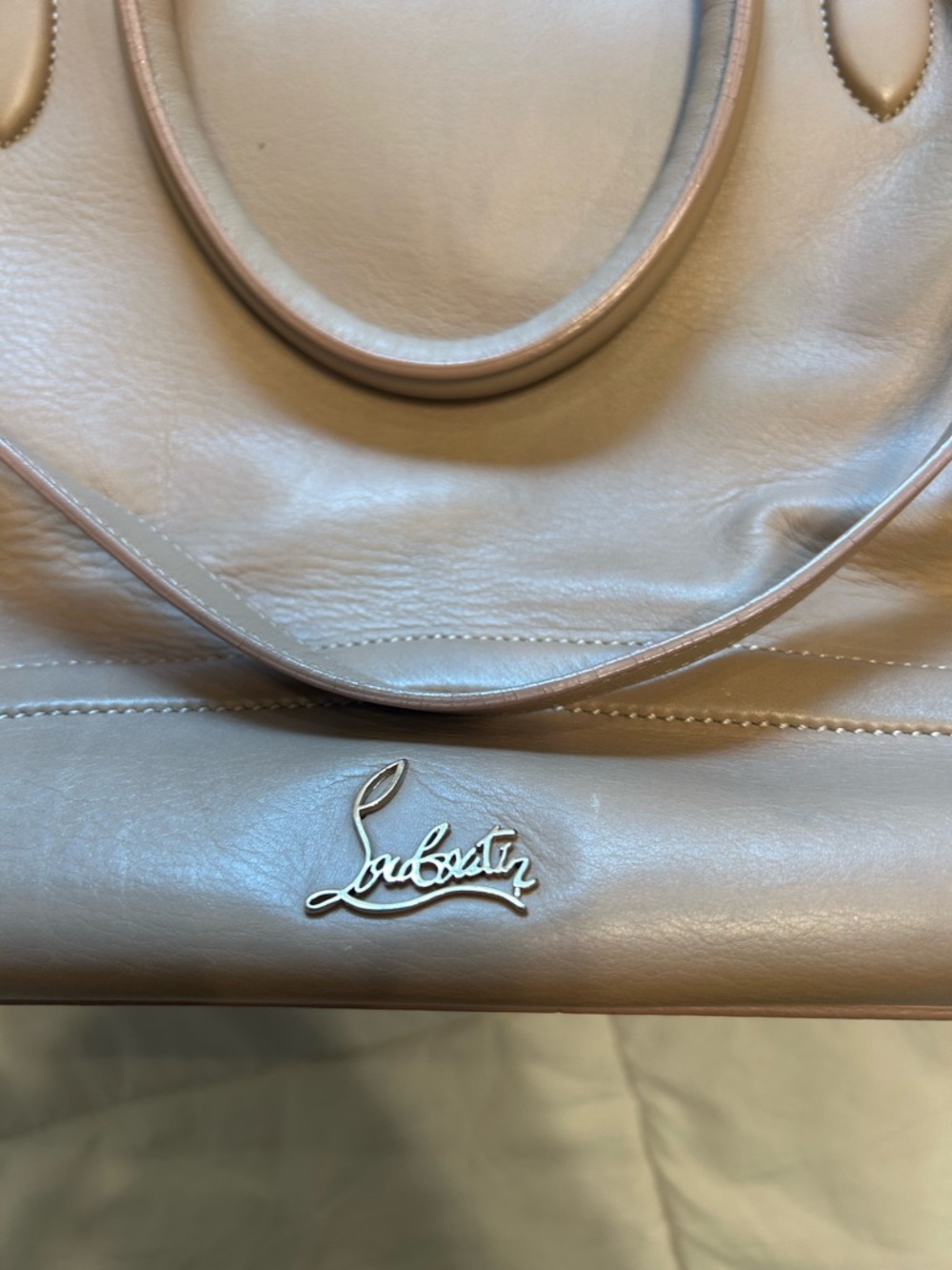 Christian Louboutin Blush Leather Tote with Signature Logo